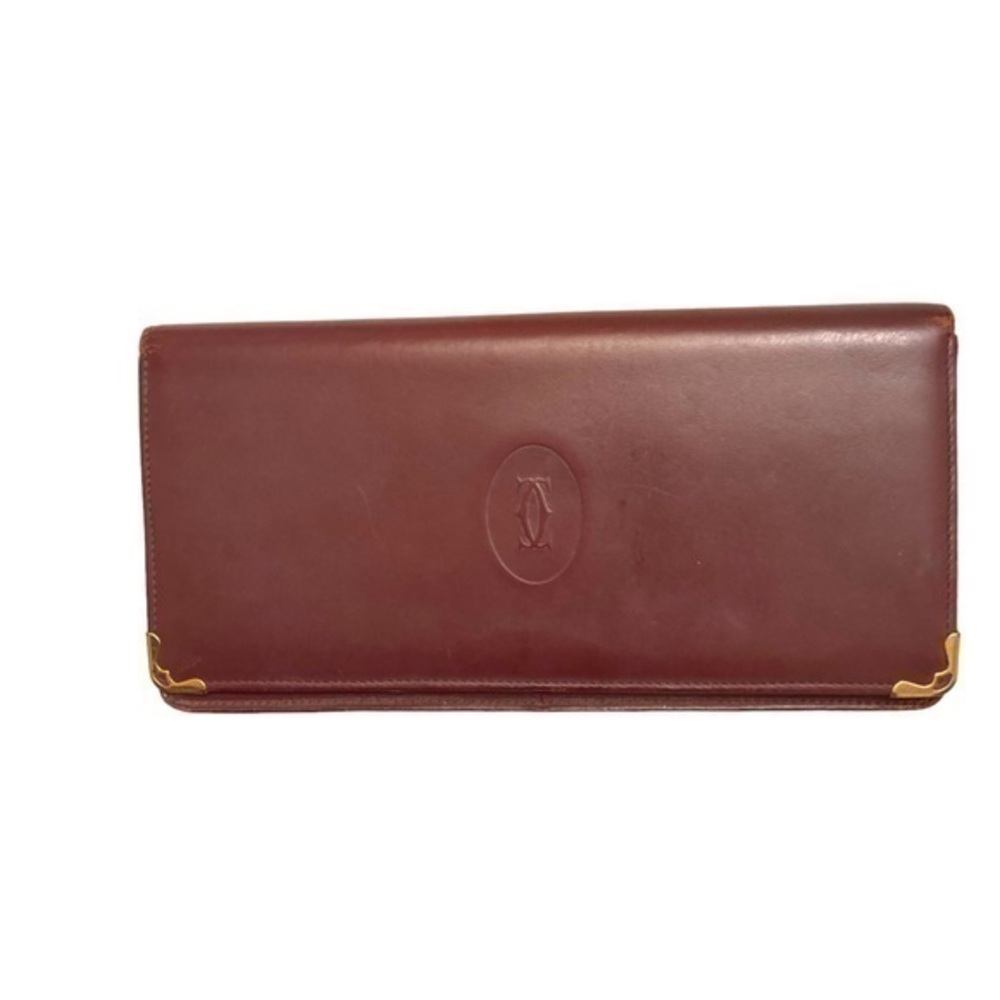 Cartier burgandy leather long slim wallet